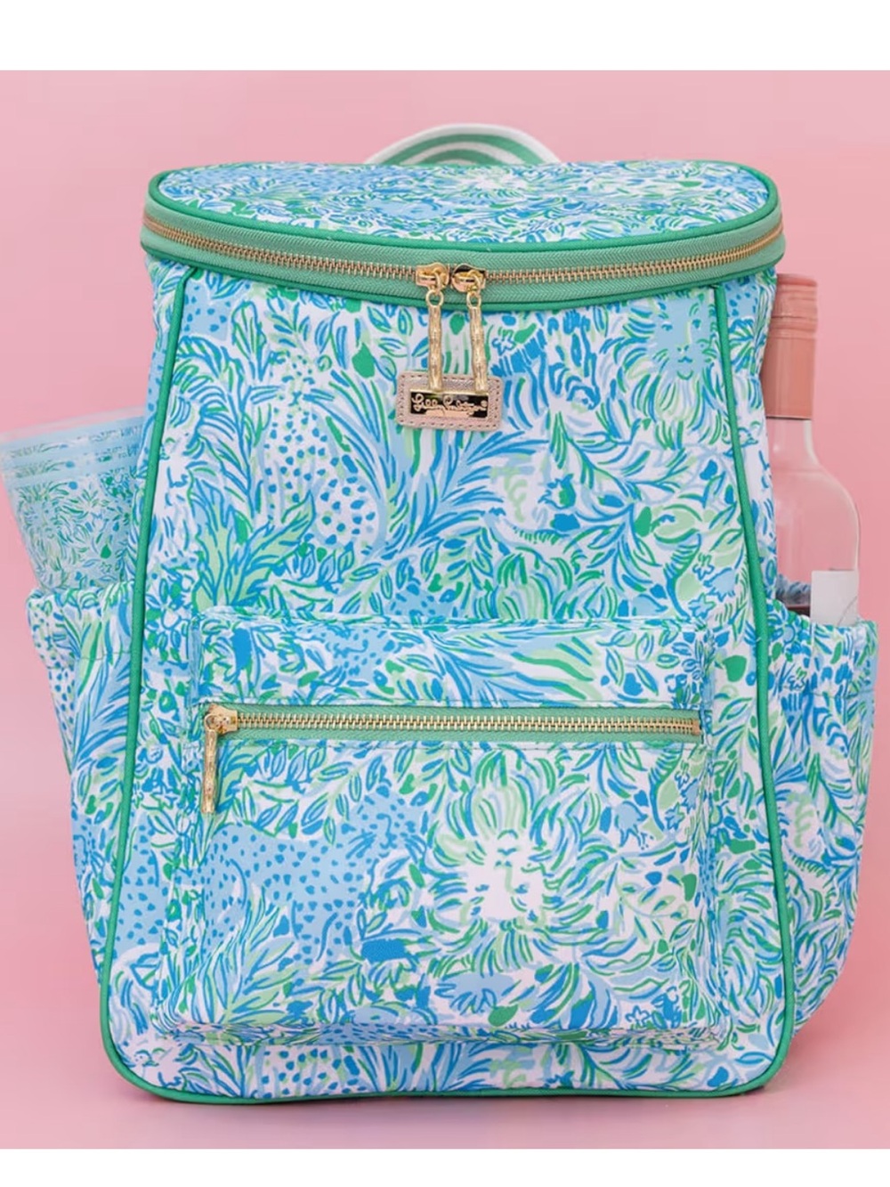 Lilly Pulitzer Blue & Green Floral Insulated Backpack Cooler Soft Bag - New - Picture 7 of 8